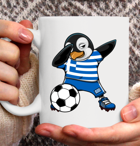 Dabbing Penguin Greece Soccer Fans Jersey Football Lovers Ceramic Mug 11oz