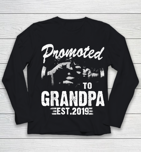 Grandpa Funny Gift Apparel  Promoted To Grandpa Est 2019 First Time New Youth Long Sleeve