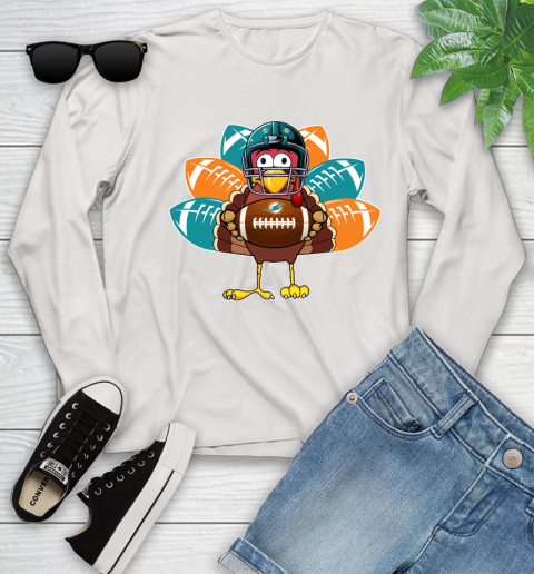 Miami Dolphins Turkey Thanksgiving Day Youth Long Sleeve