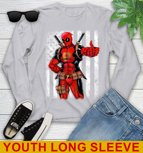 MLB Baseball Pittsburgh Pirates Deadpool American Flag Shirt Youth Long Sleeve 5
