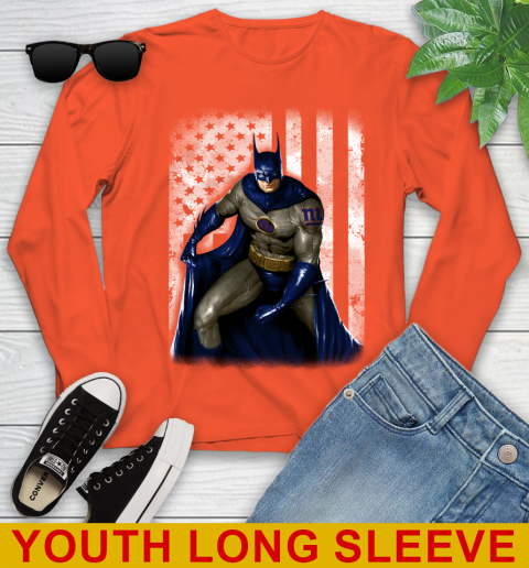 New York Giants NFL Football Batman DC American Flag Shirt Youth Long Sleeve 3