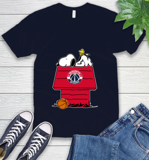 Washington Wizards NBA Basketball Snoopy Woodstock The Peanuts Movie V-Neck T-Shirt 3