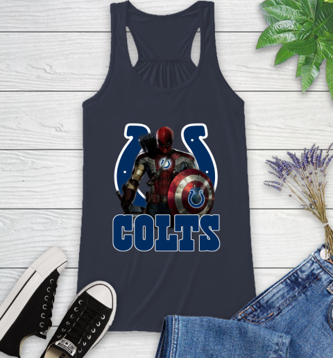 NFL Captain America Thor Spider Man Hawkeye Avengers Endgame Football Indianapolis Colts Racerback Tank 12