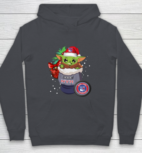 New York Rangers Christmas Baby Yoda Star Wars Funny Happy NHL Youth Hoodie 7