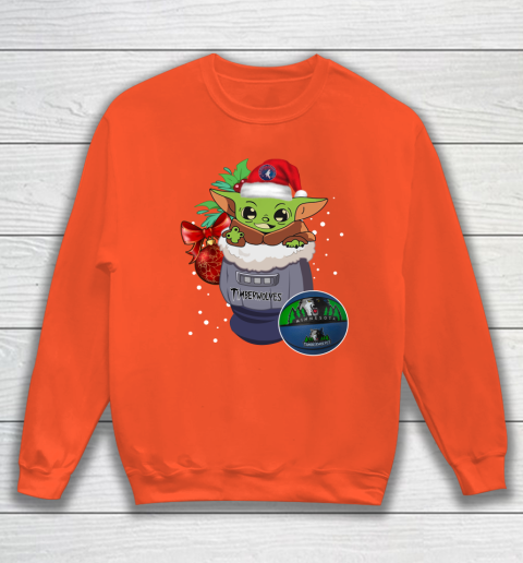 Minnesota Timberwolves Christmas Baby Yoda Star Wars Funny Happy NBA Sweatshirt 4