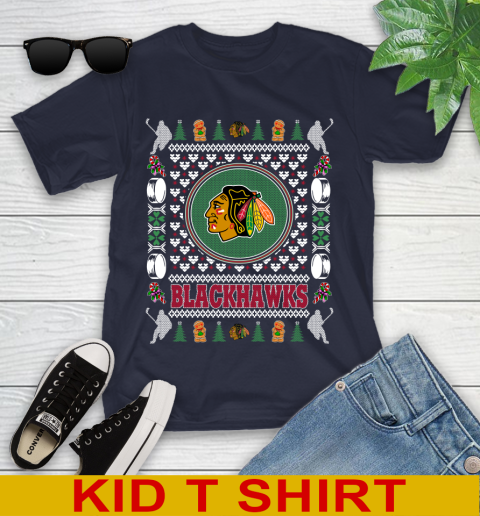 Chicago Blackhawks Merry Christmas NHL Hockey Loyal Fan Youth T-Shirt 2