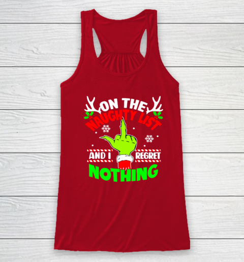 Funny On The List Of Naughty And I Regret Nothing Christmas Racerback Tank 3