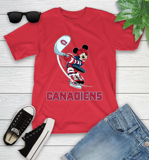 NHL Hockey Montreal Canadiens Cheerful Mickey Mouse Shirt Youth T-Shirt 10
