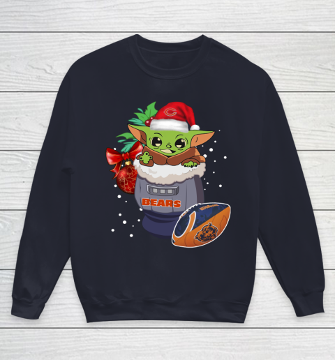 Chicago Bears Christmas Baby Yoda Star Wars Funny Happy NFL Youth Sweatshirt 3