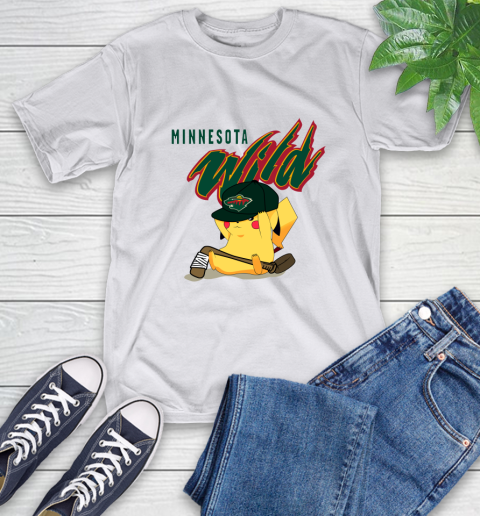 NHL Pikachu Hockey Sports Minnesota Wild T-Shirt 12