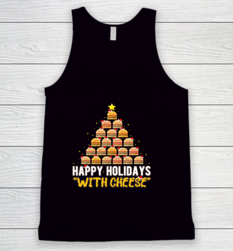 Happy Holidays with Cheese Burger Christmas Tree Funny Tank Top