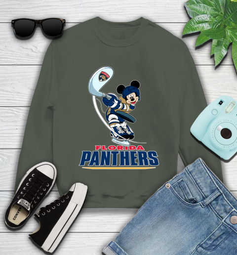 NHL Hockey Florida Panthers Cheerful Mickey Mouse Shirt Youth Sweatshirt 9
