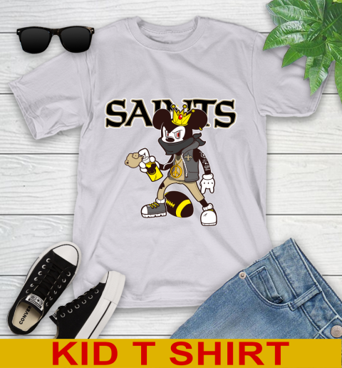 New Orleans Saints NFL Football Mickey Peace Sign Sports Youth T-Shirt 5