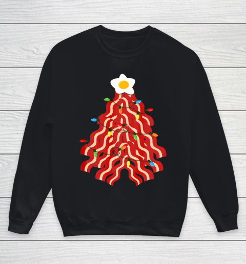 Funny Bacon Christmas Tree Egg Top Pork Lover Gift Youth Sweatshirt