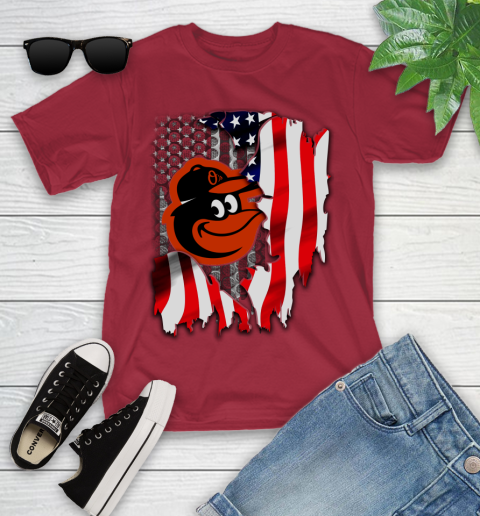 Baltimore Orioles MLB Baseball American Flag Youth T-Shirt 14