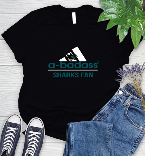 NHL A Badass San Jose Sharks Fan Adidas Hockey Sports Women's T-Shirt