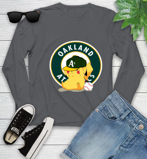MLB Pikachu Baseball Sports Oakland Athletics Youth Long Sleeve 8