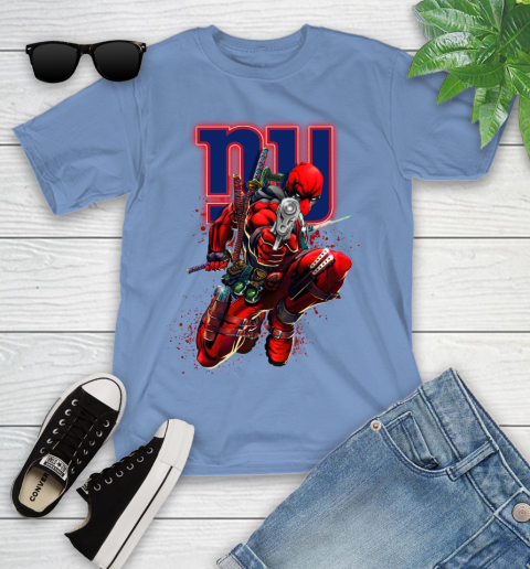 NFL Deadpool Marvel Comics Sports Football New York Giants Youth T-Shirt 11