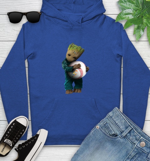 MLB Groot Guardians Of The Galaxy Baseball Sports Miami Marlins Youth Hoodie 9