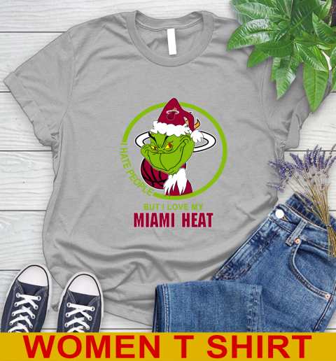 Miami Heat NBA Christmas Grinch I Hate People But I Love My Favorite Basketball Team Women's T-Shirt 5