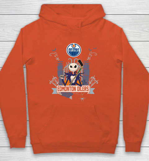 NHL Edmonton Oilers Hockey Jack Skellington Halloween Hoodie 3