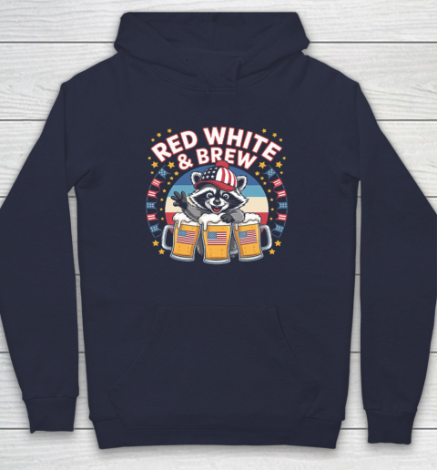 Funny Raccoon red white and brew Independence Day 4th of July Hoodie 2
