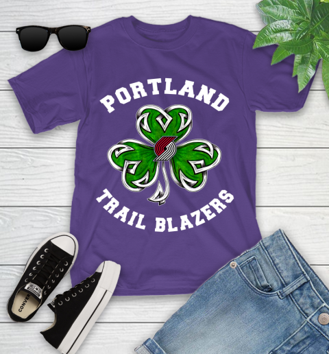 NBA Portland Trail Blazers Three Leaf Clover St Patrick's Day Basketball Sports Youth T-Shirt 3