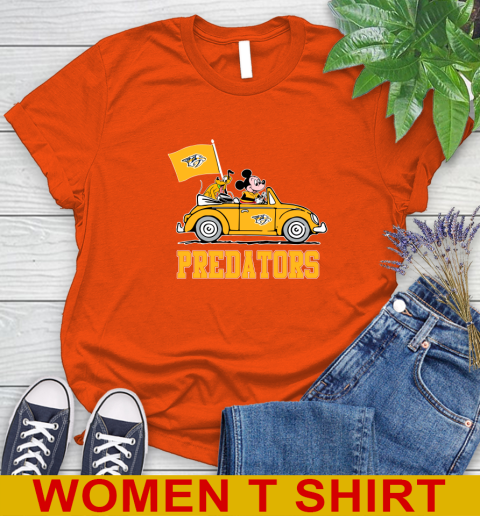 NHL Hockey Nashville Predators Pluto Mickey Driving Disney Shirt Women's T-Shirt 4