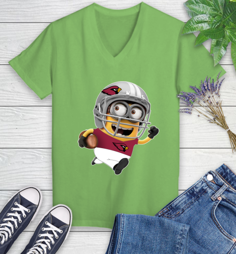 NFL Arizona Cardinals Minions Disney Football Sports Women's V-Neck T-Shirt 11