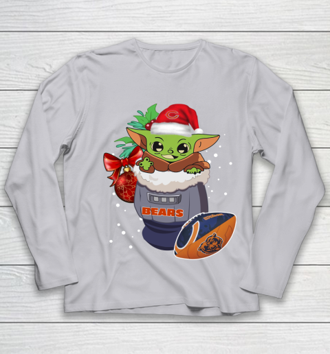 Chicago Bears Christmas Baby Yoda Star Wars Funny Happy NFL Youth Long Sleeve 5