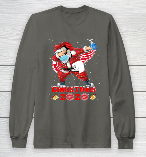 Detroit Red Wings Funny Santa Claus Dabbing Christmas 2020 NHL Long Sleeve T-Shirt 5