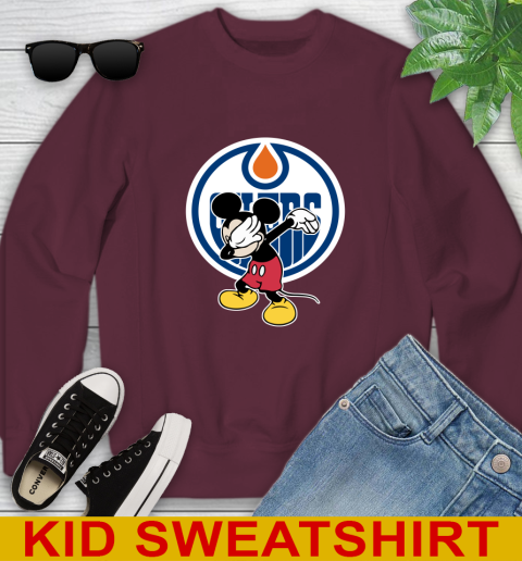 Edmonton Oilers NHL Hockey Dabbing Mickey Disney Sports Youth Sweatshirt 5