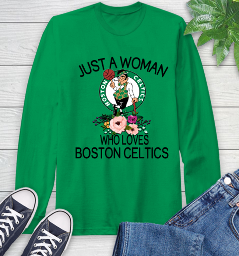 NBA Just A Woman Who Loves Boston Celtics Basketball Sports Long Sleeve T-Shirt 5