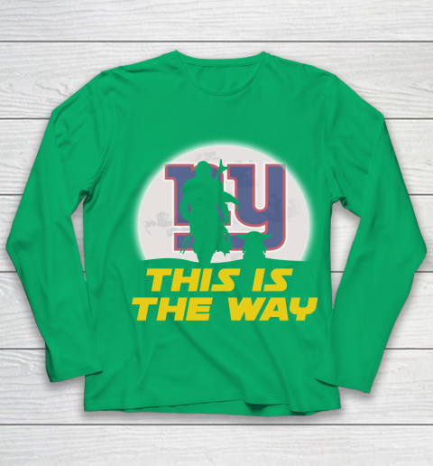 New York Giants NFL Football Star Wars Yoda And Mandalorian This Is The Way Youth Long Sleeve 4