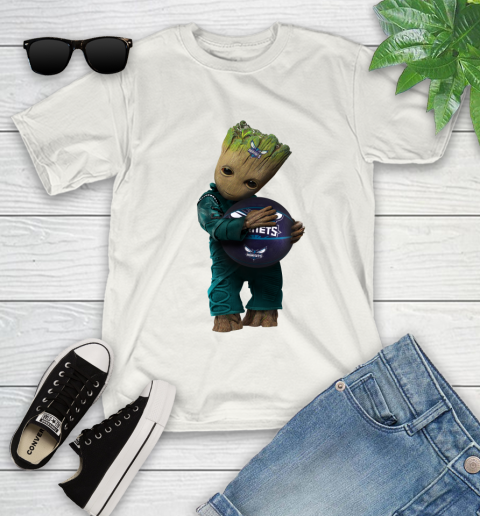 NBA Groot Guardians Of The Galaxy Basketball Sports Charlotte Hornets Youth T-Shirt