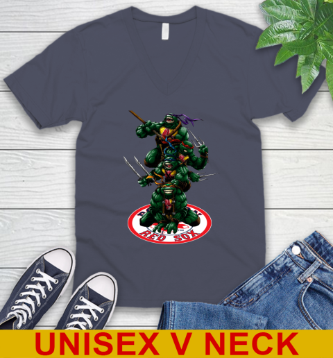 MLB Baseball Boston Red Sox Teenage Mutant Ninja Turtles Shirt V-Neck T-Shirt 8