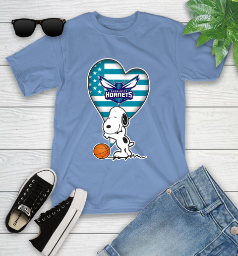 Charlotte Hornets NBA Basketball The Peanuts Movie Adorable Snoopy Youth T-Shirt 11