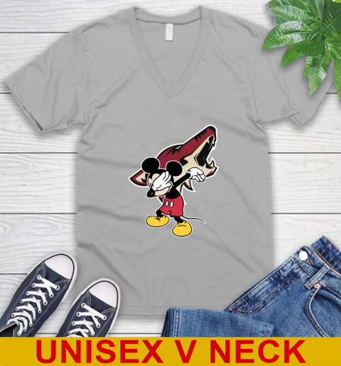 Arizona Coyotes NHL Hockey Dabbing Mickey Disney Sports V-Neck T-Shirt 4