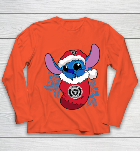 Oakland Raiders Christmas Stitch In The Sock Funny Disney NFL Youth Long Sleeve 4