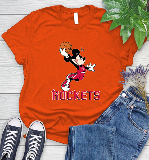 NBA Basketball Houston Rockets Cheerful Mickey Mouse Shirt Women's T-Shirt 4