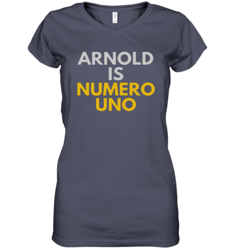 Fans of Schwarzenegger, Arnold is numero uno Women's V-Neck T-Shirt rzyr fans of schwarzenegger arnold is numero uno women v neck t shirt 39 front heather navy