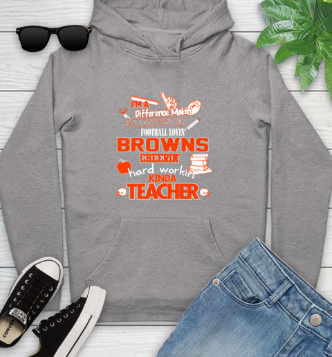 Cleveland Browns NFL I'm A Difference Making Student Caring Football Loving Kinda Teacher Youth Hoodie 6