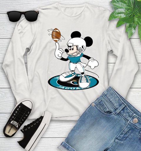 NFL Football Jacksonville Jaguars Cheerful Mickey Disney Shirt Youth Long Sleeve 12
