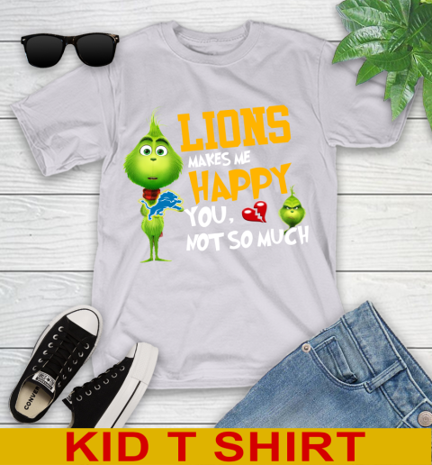 NFL Detroit Lions Makes Me Happy You Not So Much Grinch Football Sports Youth T-Shirt 4