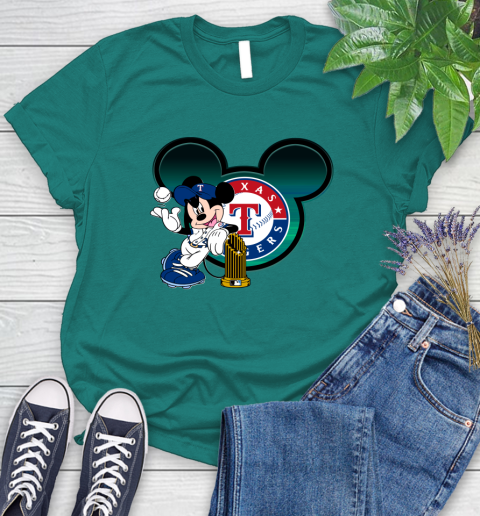 MLB Texas Rangers The Commissioner's Trophy Mickey Mouse Disney Women's T-Shirt 12