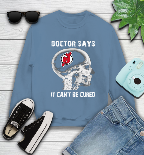 NHL New Jersey Devils Hockey Skull It Can't Be Cured Shirt Sweatshirt 9