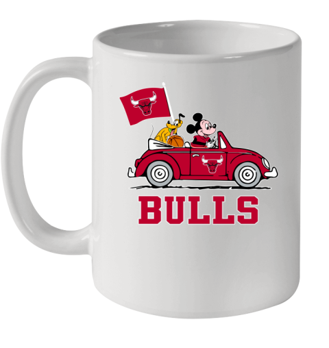 NBA Basketball Chicago Bulls Pluto Mickey Driving Disney Shirt Ceramic Mug 11oz
