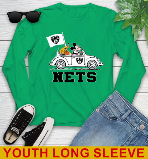 NBA Basketball Brooklyn Nets Pluto Mickey Driving Disney Shirt Youth Long Sleeve 7