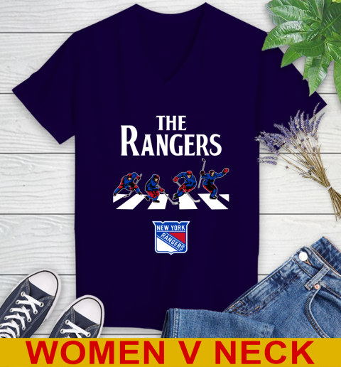 NHL Hockey New York Rangers The Beatles Rock Band Shirt Women's V-Neck T-Shirt 3
