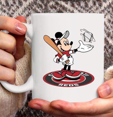 MLB Baseball Cincinnati Reds Cheerful Mickey Disney Shirt Ceramic Mug 11oz 2